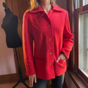 Vintage 90s Geiger Jacket Red Wool Minimalist Granny Chic Coquette Whimsigoth S